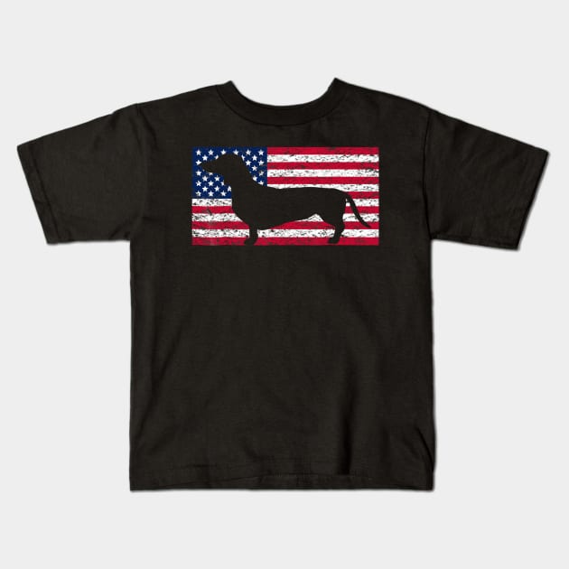 Dachshund American Flag 4th Of July Kids T-Shirt by Xamgi